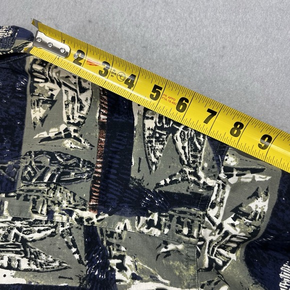 Columbia Mens Button Down Pocket Shirt Fish Fossil All Over Print Cotton Sz L - Picture 8 of 8